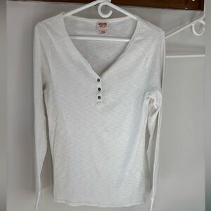 Mossimo Supply Co. White Long Sleeve Henley Top